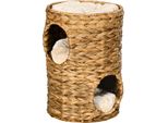 Fortuna Lai Tiragraffi 47 Cm Torre Per Gatti A 2 Livelli Con Cuscino In Giacinto D'acqua E Acciaio, Marrone Chiaro, Ideale Per Gatti