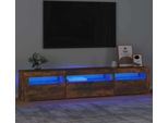 Maison Exclusive - Mobile Porta Tv Con Luci Led Rovere Fumo 195X35X40 Cm