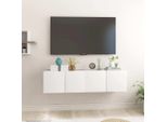 The Living Store Pensili Tv 2 Pz. Bianco 60X30X30 Cm