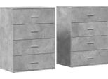 Syfax™ Credenze 2 Pz Grigio Cemento 60X39X80 Cm In Legno Multistrato