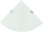 The Living Store Mensola Ad Angolo Con Staffe Cromate In Vetro Bianco 25 X 25 Cm