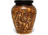 Tazza Da Mate In Ceramica Verde 300 Ml - Colore Miele Aztek Yerba Mate - Tradizionale Motivo Azteco - Ceramica Calabash, Marrone - Miele