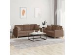 Set Di Divani 2 Pezzi In Stile Elegante Con Cuscini In Tessuto Marrone - Divani Classici Hommie9494558 4Parcel