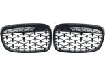 Paraurti Anteriore Per Bmw Serie 1 F20/F21 2011-2014 - Griglia Diamantata Nero Lucido - Accessori Auto