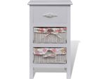 Syfax™ Armadio Con 1 Cassetto E 2 Cestini Bianco In Legno Di Paulownia