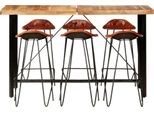 Syfax™ Set Da Bar 7 Pz In Legno Massello E Vera Pelle