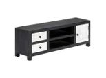 Syfax™ Mobile Tv Intagliato A Mano Grigio Bianco 120X30X40 Cm In Mango