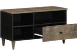 Syfax™ Mobile Porta Tv Nero 80X33X46 Cm In Legno Massello Di Mango
