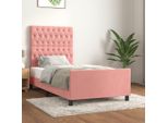 Vidaxl Letto Con Testiera Rosa 90X200 Cm In Velluto - Letto Con Testiera - Letto Con Testiera - Letto - Letto Con Testiera
