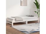 The Living Store Letto Da Giorno Allungabile Bianco 2X(90X200) Cm In Legno Di Pino Massiccio