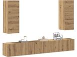 Maison Exclusive - Set Mobile Tv 4 Pz Montato A Parete Rovere In Legno Multistrato