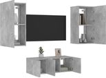 Maison Exclusive - Mobili Tv A Muro Con Led 4Pz Grigio Cemento Legno Multistrato