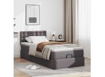 Syfax™ Struttura Letto Pouf Con Materasso Grigio 90X200 Cm Pelle Finta