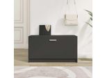 The Living Store Panca Per Scarpe Nera 80X24X45 Cm Materiale A Base Di Legno