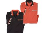 Atlas For Men - Polo Con Zip Corta Da Uomo (Confezione Da 2) AF2656 (Xl) (Nero/Terracotta)