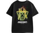 Minecraft - Maglietta Per Ragazzi, Maniche Corte NS9630 (158-164) (Nero)