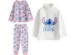 Lilo & Stitch - Pigiama Con Pantaloni Lunghi Per Bambine, Maniche Lunghe (Confezione Da 3) NS9673 (158-164) (Rosa/Bianco)