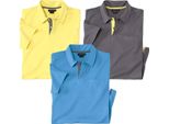 Atlas For Men - Polo Da Uomo (Confezione Da 3) AF4257 (L) (Grigio Scuro/Blu/Giallo)