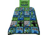 Minecraft - Biancheria Da Letto TA14219 (Letto Singolo) (Verde/Blu/Grigio)