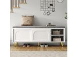 Fortuna Lai Panca Porta Scarpe, Scaffale Porta Scarpe Con Panca Panca Con Cuscino Panca Porta Scarpe Con Spazio Contenitore Panca Guardaroba, Bianco, Dimensioni: L 121 × P 35 × A 49 Cm