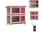 Vidaxl Conigliera 4 Porte In Legno Rosso - Habitat E Recinti Per Piccoli Animali