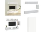 Vidaxl Set Di Mobili Tv 6 Pezzi In Legno Bianco - Mobile Tv - Mobili Tv - Mobili Tv - Mobili Tv