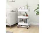 The Living Store Carrello A 3 Livelli Bianco 43X34X79 Cm In Acciaio