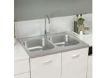 The Living Store Lavello A Doppia Vasca Silver 800X600X155 Mm In Acciaio Inox