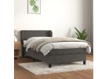 The Living Store Letto A Molle Con Materasso Grigio Scuro 100X200 Cm In Velluto