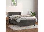 The Living Store Letto A Molle Con Materasso Grigio Scuro 100X200 Cm In Velluto