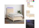 Vidaxl Letto A Molle Insacchettate Con Materasso E Tessuto Led Crema 90X190 Cm - Letti E Strutture Letto