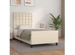 The Living Store Struttura Letto Con Testiera Crema 100X200 Cm In Ecopelle