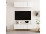 The Living Store Mobili Tv 4 Pz. Bianco 60X30X30 Cm Materiale A Base Di Legno