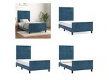 Vidaxl Letto Con Testiera Blu Scuro 90X190 Cm In Velluto - Letto Con Testiera - Letti Con Testiera - Letto Con Testiera - Letto Con Testiera