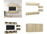 Vidaxl Mobili Tv 8 Pezzi In Legno Di Quercia Sonoma - Set Di Mobili Tv - Set Di Mobili Tv - Set Di Mobili Tv Sospesi - Set Di Mobili Tv Sospesi