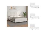 Vidaxl Struttura Letto Con Testiera Bianca 140X200 Cm In Pelle Finta - Letti E Strutture Letto