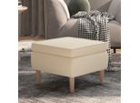 The Living Store Sgabello Con Gambe In Legno Tessuto Crema
