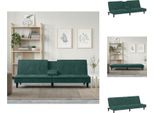 Vidaxl Divano Letto Con Portabicchieri In Velluto Verde Scuro - Divani