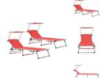 Vidaxl Lettini Pieghevoli Con Tettuccio 2 Pz. Alluminio Textilene Rosso - Lettini Prendisole