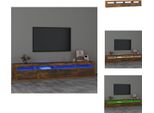 Mobile Tv Vidaxl Con Luci Led In Rovere Fumé 240X35X40 Cm - Mobili Tv