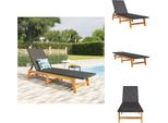 Vidaxl Lettino Prendisole Nero E Marrone Polyrattan E Legno Massello Di Acacia - Lettini Prendisole