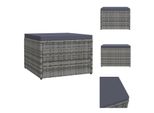 Vidaxl Poggiapiedi Da Esterno Con Cuscino Grigio Polyrattan - Poggiapiedi Imbottito