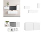 Vidaxl Set Di Mobili Tv 4 Pezzi In Legno Bianco - Set Di Mobili Tv - Set Di Mobili Tv - Set Di Mobili Tv Sospesi - Set Di Mobili Tv Sospesi