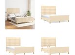 Vidaxl Struttura Letto Con Testiera Panna 140X200 Cm In Tessuto - Struttura Letto Con Testiera - Struttura Letto Con Testiera - Struttura Letto - Letto Con Testiera