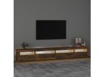 The Living Store Mobile Tv Con Luci Led Rovere Fumé 270X35X40 Cm