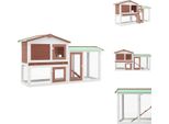 Vidaxl Grande Conigliera Marrone E Bianca 145X45X84 Cm In Legno - Habitat E Recinti Per Piccoli Animali