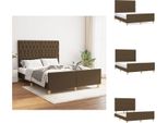 Vidaxl Struttura Letto Con Testiera In Tessuto Marrone Scuro 140X190 Cm - Letti E Strutture Letto