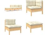 Vidaxl Set Salotto Da Giardino 3 Pezzi Con Cuscini In Legno Di Pino Massiccio Color Crema - Set Salotto Da Giardino - Set Salotto Da Giardino - Set Mobili Da Giardino - Set Mobili Da Giardino