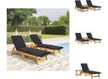 Vidaxl Set 3 Pezzi Da Giardino In Poly Rattan E Legno Massiccio Di Acacia - Lettini Prendisole