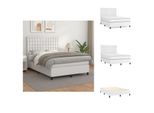 Vidaxl Letto A Molle Insacchettate Con Materasso Bianco 140X190 Cm In Pelle Finta - Letti & Strutture Letto